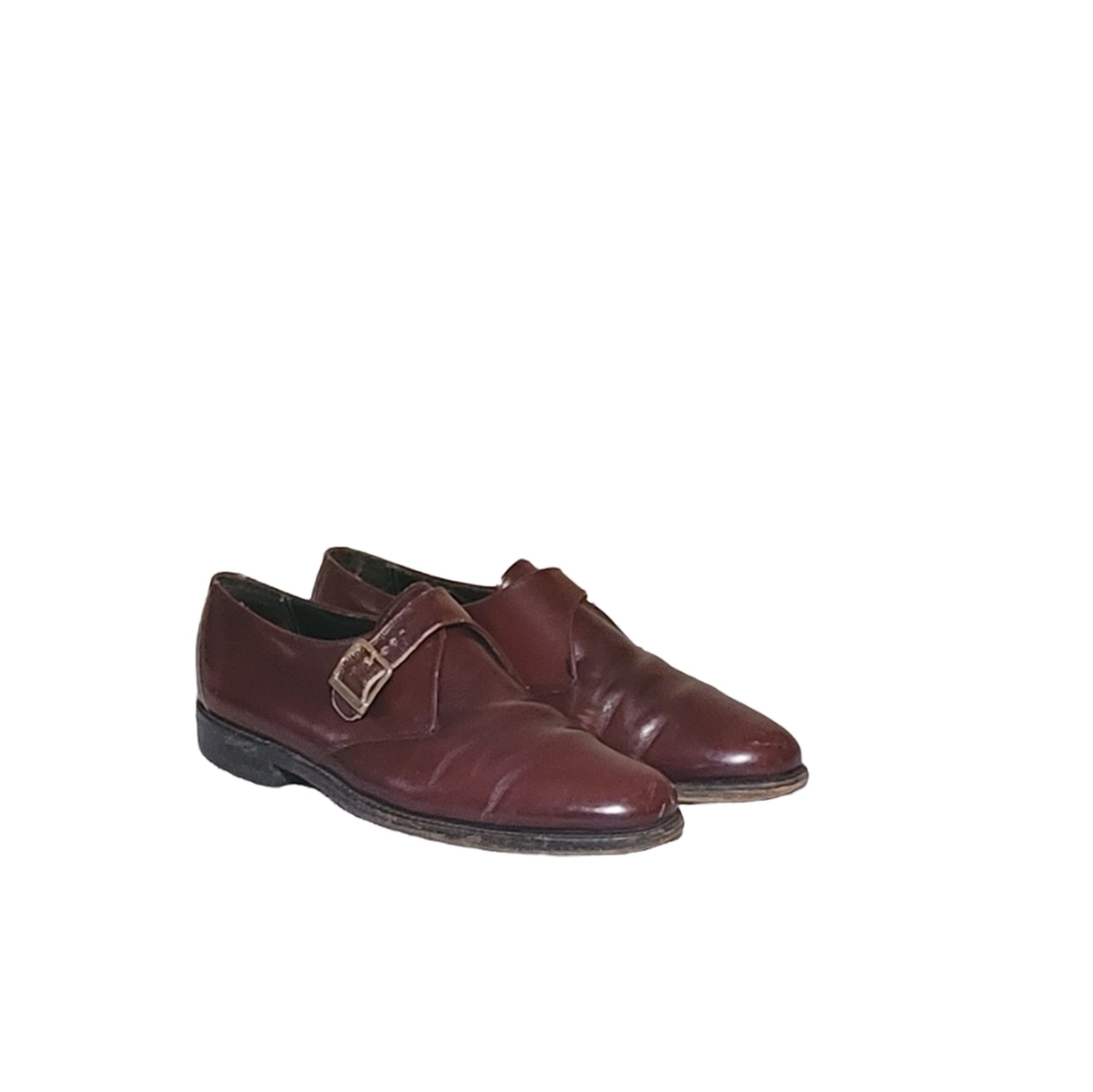 Vintage Men Burgundy Shoes By Florsheim Size 9.5D/Men Designer Shoes/Men Buckle